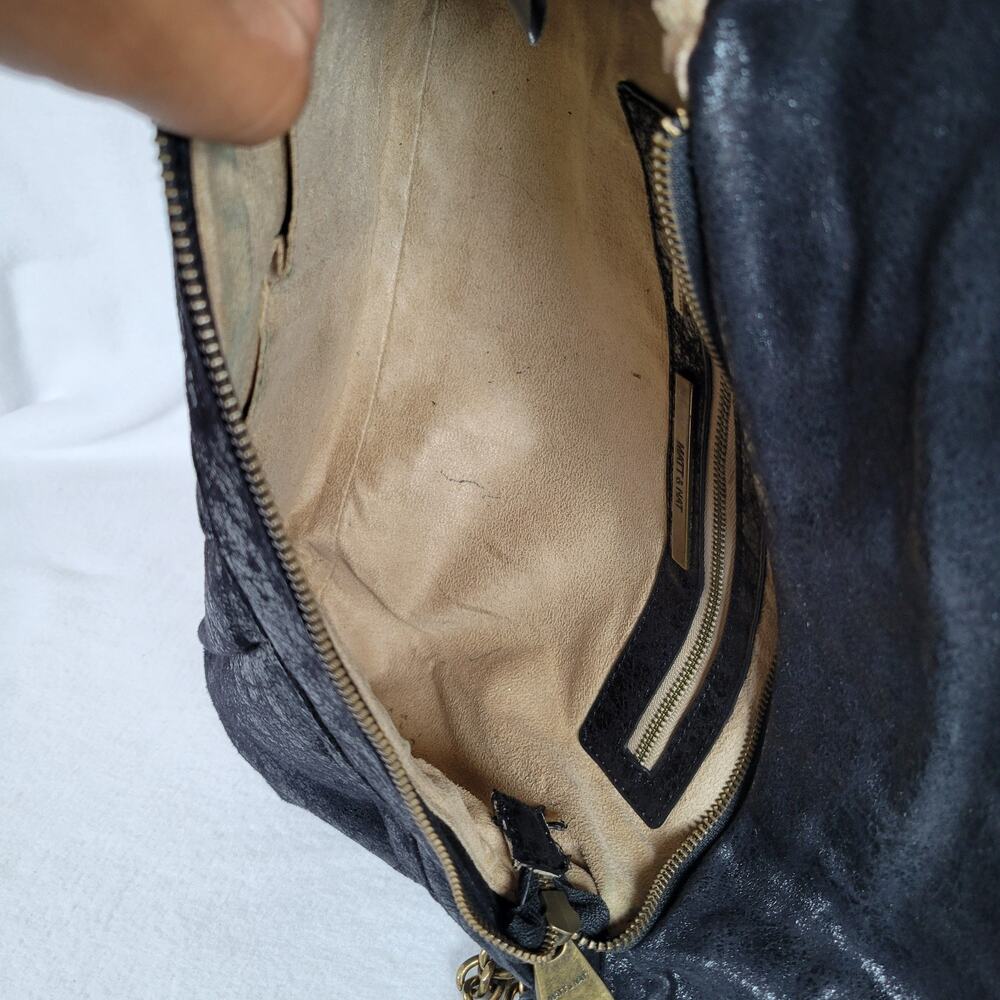 Matt & Nat Envelope Animal Print Chain Crossbody Vegan Leather Bag Black Brown - Picture 6 of 12